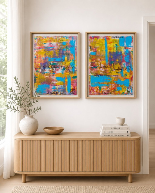 Schilderij tweeluik op canvas