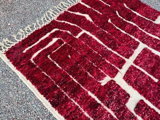Alfombra Beni Ourain de 300 × 200 cm – Alfombra marroquí de lana hecha a mano con diseño geométrico en color (photo 2 of 6)