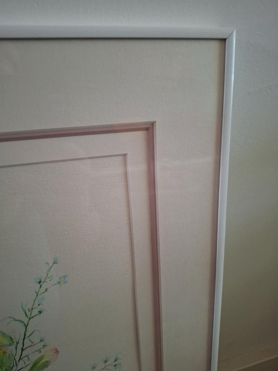 Original Signed Watercolor – Flower Still Life – L. V. Bakel – Framed Behind Glass – Paintings & Drawings (photo 4 of 6)