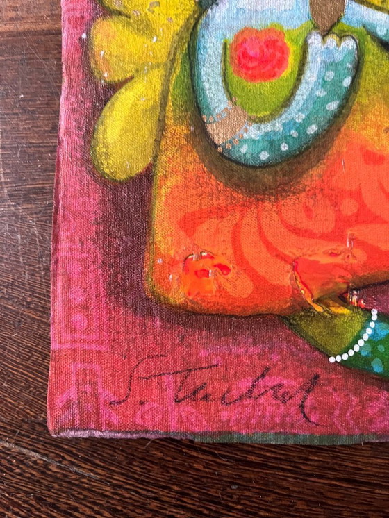 Image 1 of Gesigneerd werk in gemengde techniek Sabine Tuchel