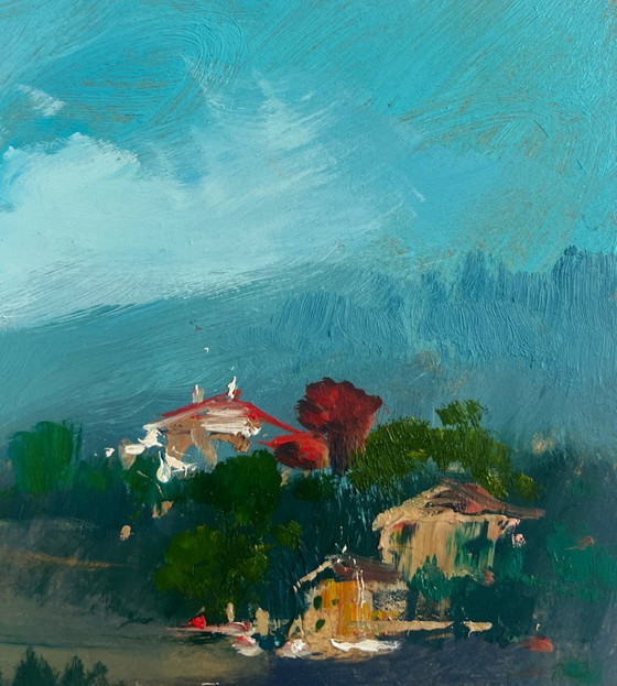 Image 1 of Originales Ölgemälde: Sommerliche Meereslandschaft, versteckte Ecke am Meer