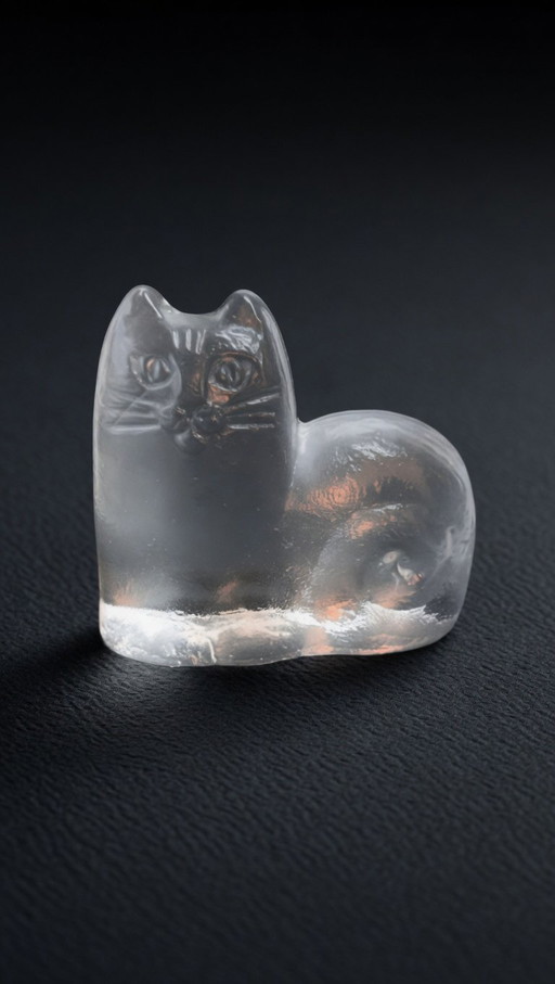 Vintage Lisa Larson Cat – Royal Krona Sweden Crystal 1970s (11 cm)