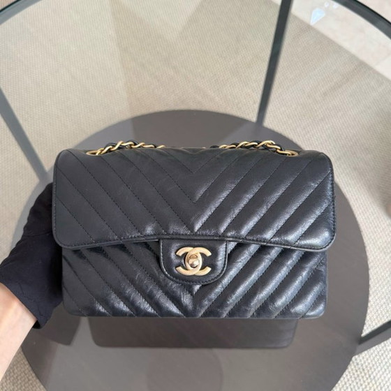 Image 1 of Chanel Classic Flap Small - Calfskin 23cm Quilted Black Gold Hardware Series 26