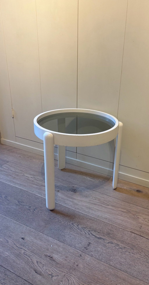Table d'appoint Porada Arredi Trittico. Design italien des années 70 avec plateau en verre fumé