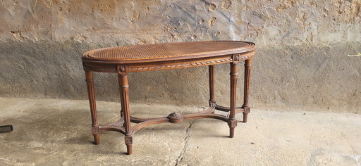 Louis XVI Wicker Cane Bench, Late 19th century