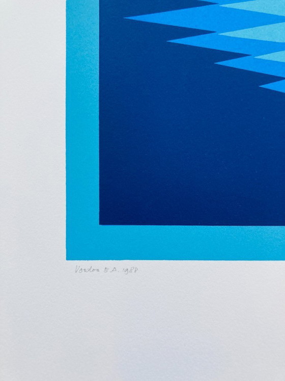 Image 1 of Serigrafia astratta vintage - Tonalità di blu