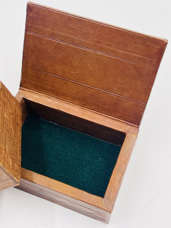 Image 1 of Set di due scatole in legno e pelle