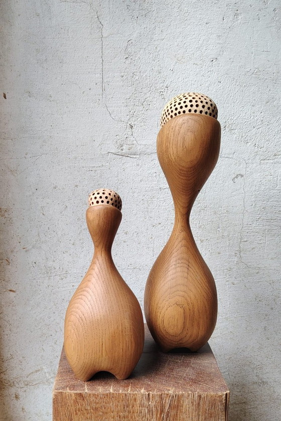 Lot de deux sculptures en chêne massif, Bois, Crème (photo 7 sur 9)