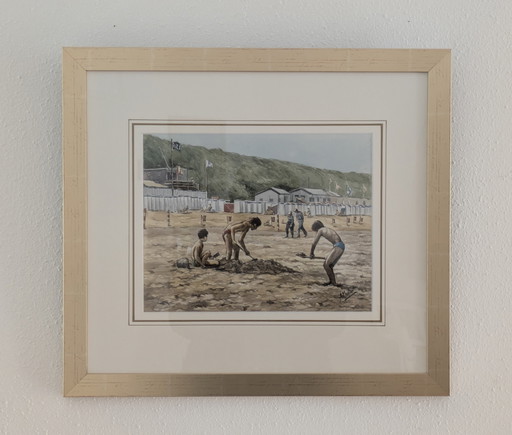 Aquarelle de Aad Mustert 50*45/29.5*23 cm (Art, Peinture)