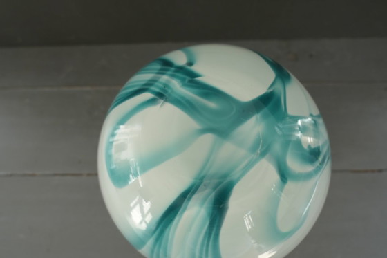 Vintage Carlo Moretti Vase Glass White Turquoise (photo 6 of 6)