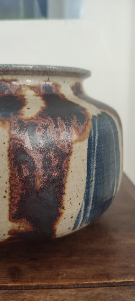 Image 1 of Pyrite stoneware ball vase, signed