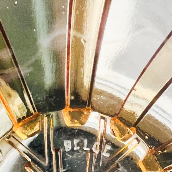 Image 1 of Vintage Art Deco glass bowls set amber pressed glass Scailmont 1930s