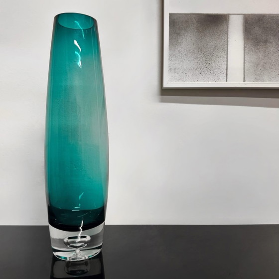 Schwedische Vase, entworfen von Bo Borgström, 1960, Aseda Glasbruk, Vasen, Glas, Mintgrün (Foto 3 von 5)