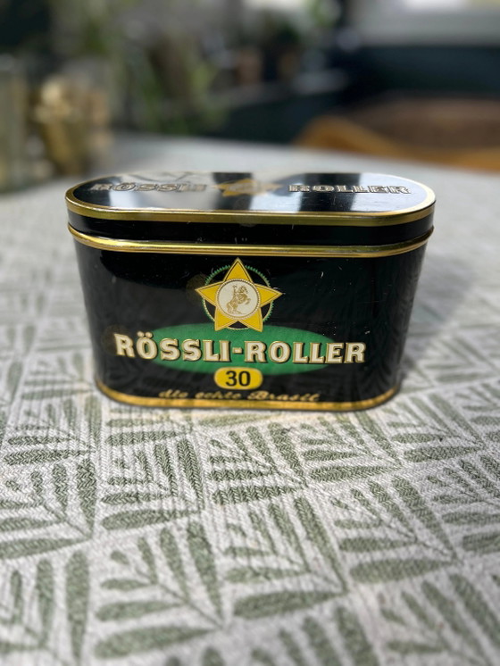 Scatola di sigari vintage Rössli in latta, buone condizioni, utilizzabile anche come scatola da tè (photo 6 of 7)