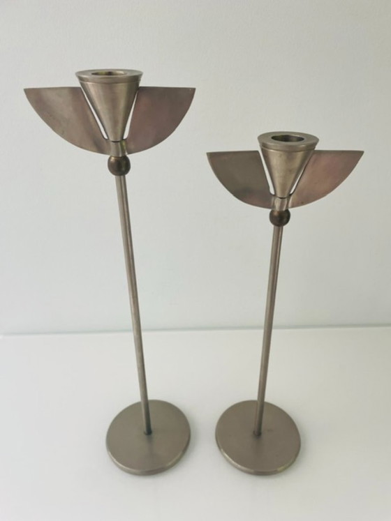 Image 1 of Vintage Memphis style candlesticks – set of 2