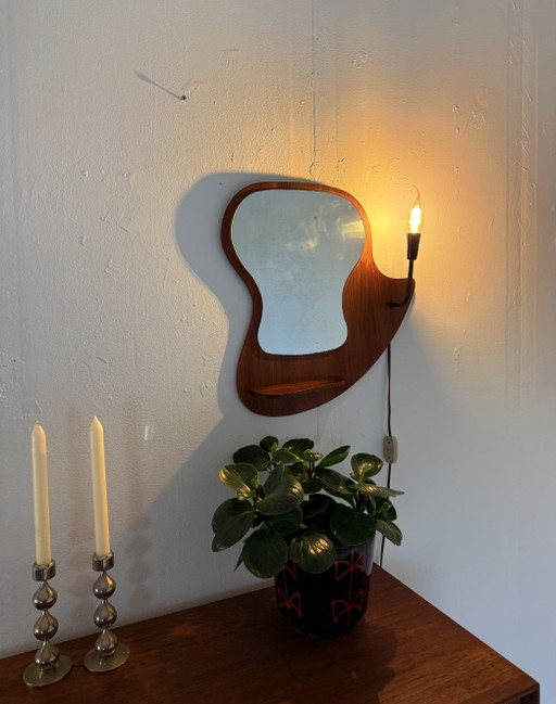 Miroir vintage en teck, Danemark, années 60