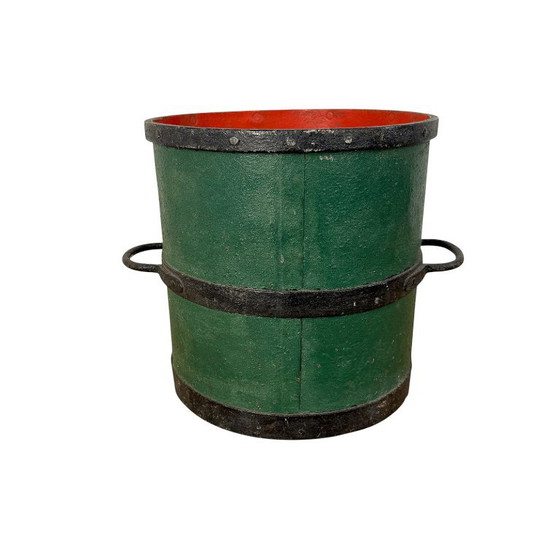Vintage green bucket with handles, Decorative Objects, Metal (photo 4 of 9)