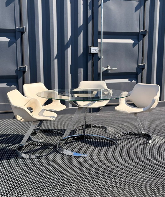 Image 1 of Boris Tabacoff MMM tafel en 4 stoelen set | Design uit de jaren 70