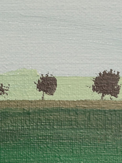 Impressionistic panoramic French landscape – Champagne – 100 x 30 cm