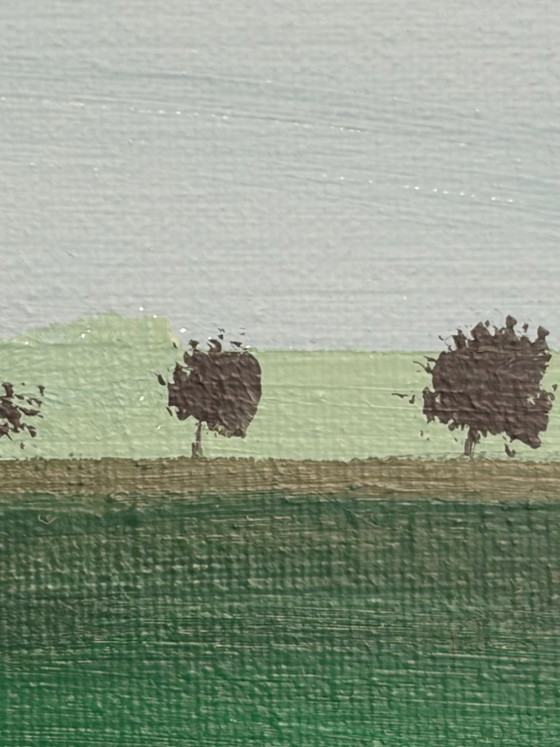 Image 1 of Impressionistic panoramic French landscape – Champagne – 100 x 30 cm