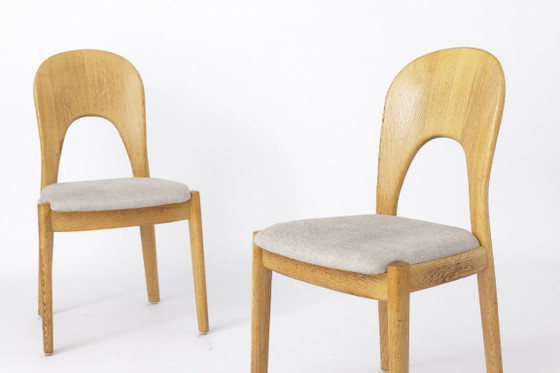 Niels Koefoed Danish Teak Dining Chair, 1970s Mid-Century Modern, Light Grey Upholstery, 2 Available, Wood (photo 12 of 12)