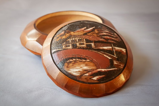 Image 1 of Handcrafted wooden box, carved and decorated, made in France. Jewelry box. Multipurpose box.
