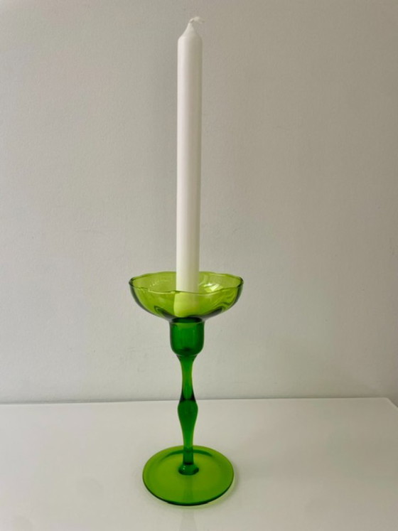 Image 1 of Vintage Scandinavische Glazen Kandelaar