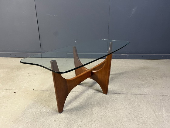 Image 1 of Table basse scandinave en teck et verre, années 1960