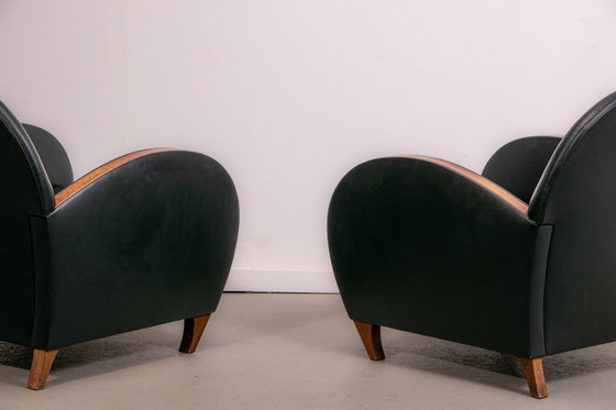 Image 1 of Ein Paar Ledersessel aus der Mitte des 20. Jahrhunderts, ca. 1970, hergestellt in Belgien