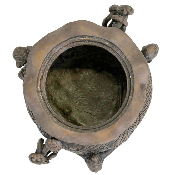 Quemador de Incienso Chino de Bronce con Niños y Símbolos de la Suerte *Olla de la Suerte* (photo 7 of 10)