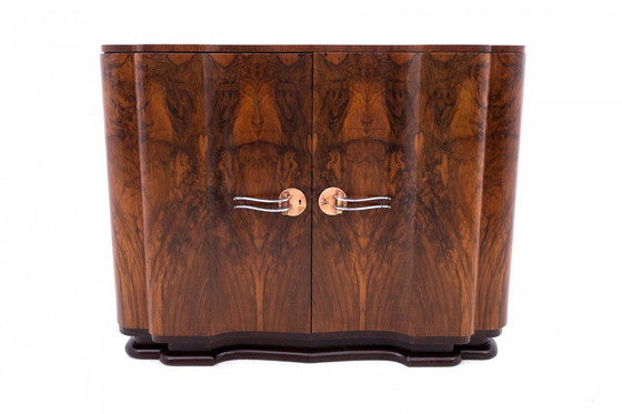 Image 1 of Art Deco walnut commode cabinet, Western Europe, mid-20th century.
