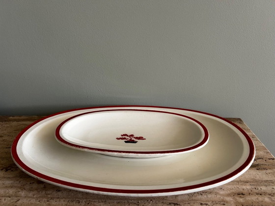 Image 1 of Jean Luce dinnerware set – red bonsai motif - Art Deco