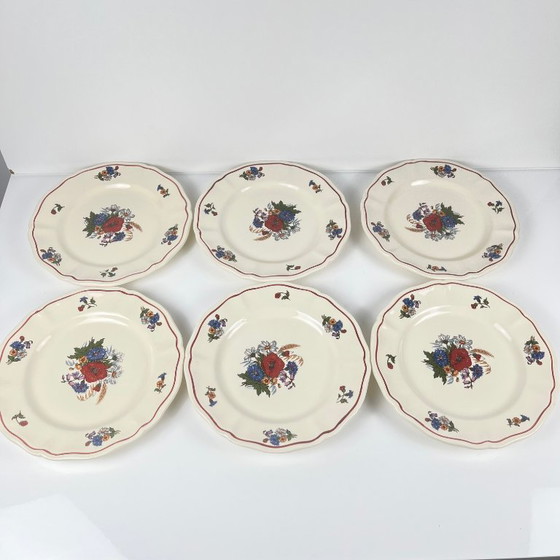 Image 1 of Set of 6 "Agreste" dessert plates, Sarreguemines, 20th century.