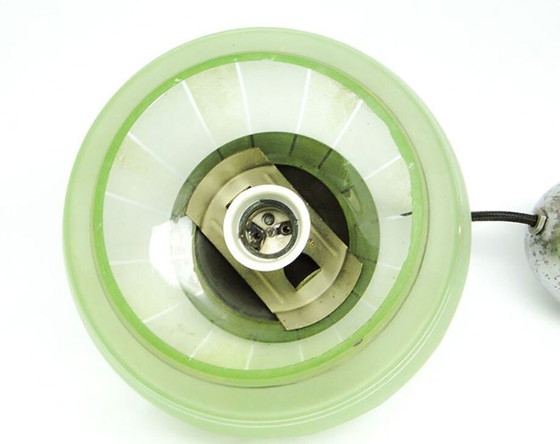 Mid-Century Glass Pendant Lamp, 1950s – Metal (photo 10 of 11)
