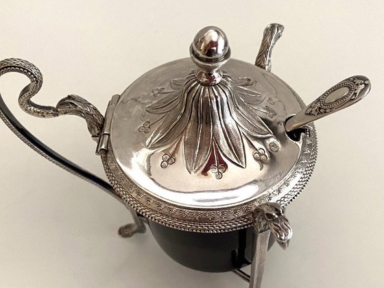 Image 1 of Tarro de mostaza en plata esterlina (950°/°°°) Marcado 1er gallo época Imperio-Consulado