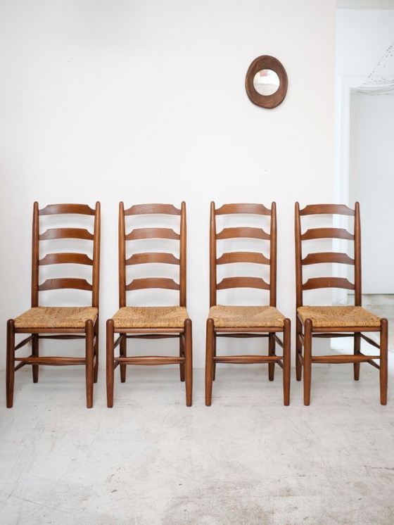Image 1 of 4 timeless wooden and straw chairs
