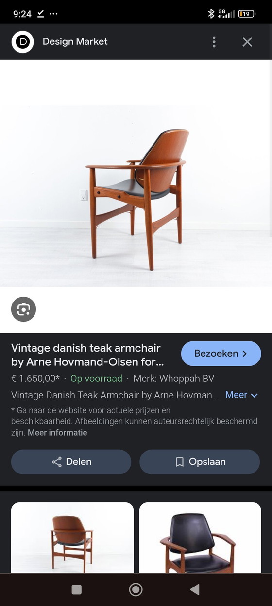 Image 1 of Vintage Scandinavisch Teak And Leather Chair 1960'S