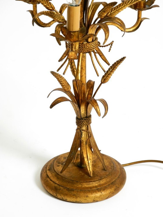 Image 1 of Preciosa lámpara de mesa floral original de los años 70 de Hans Kögl con forma de gavilla de trigo.