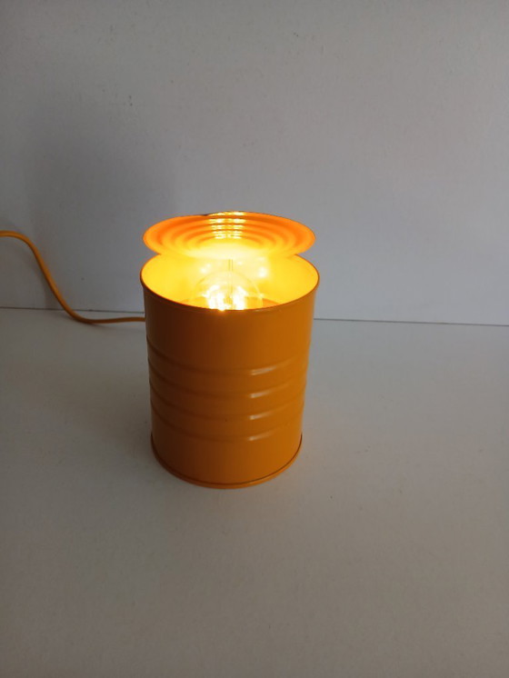 Image 1 of Vintage Tafellamp Conservenblik - Pop Art - Dutch Design 1980's