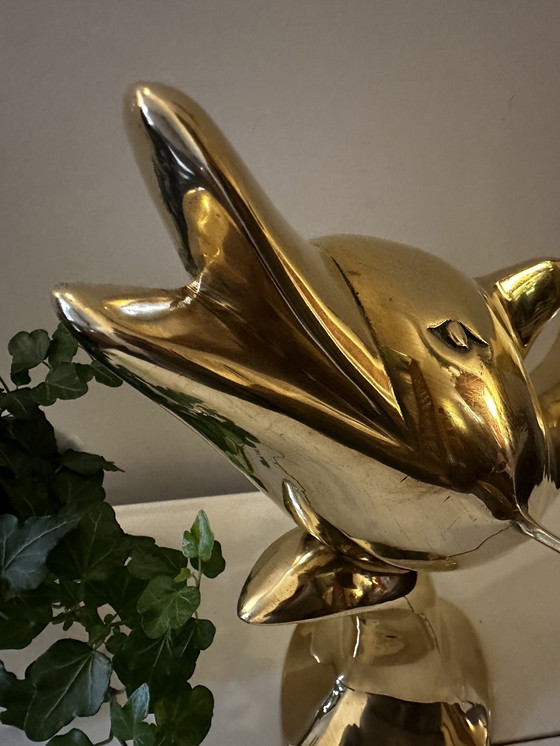 Image 1 of Großes Messingmodell eines Delfins aus der Mitte des Jahrhunderts