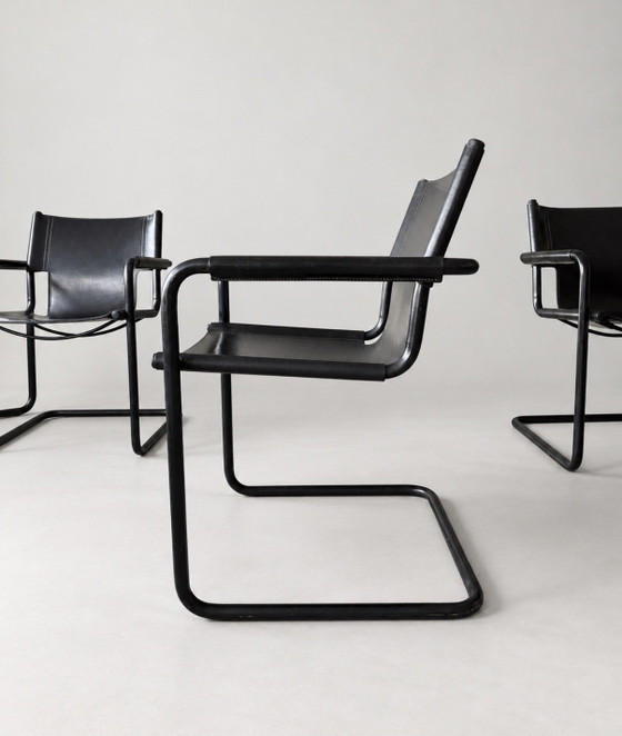 6 Vintage Mart Stam S34 — All Black — Black Leather – Dining chairs, Metal (photo 8 of 15)