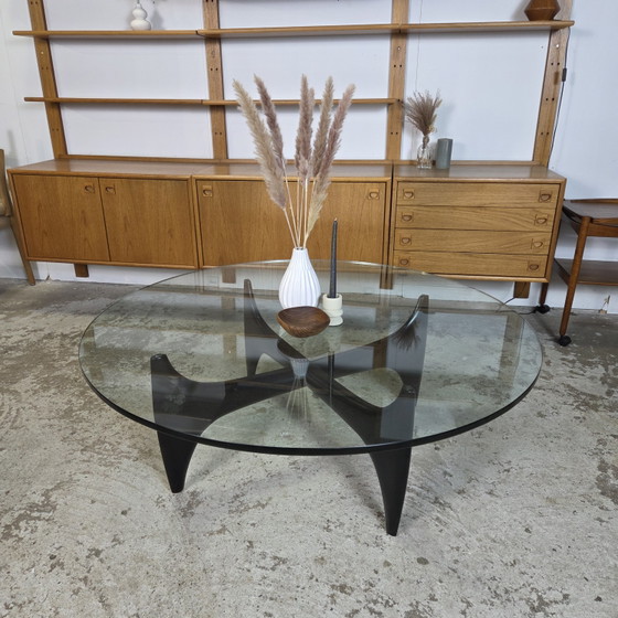 Image 1 of Vintage jaren 50-60 space age design salontafel glas en hout