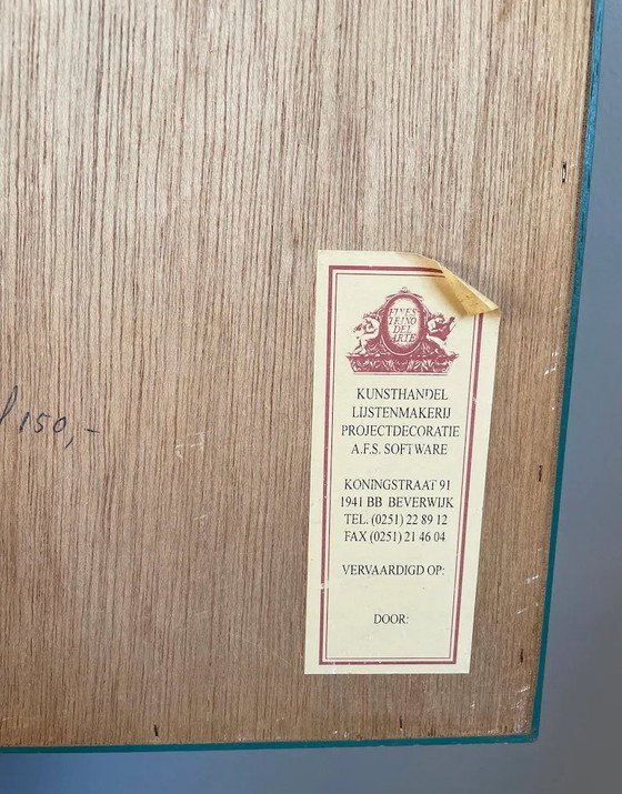 Image 1 of Peinture encadrée à l'aquarelle turquoise représentant un étang, par M. Marten