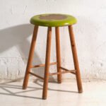 Antique wooden stool with round seat – Central Europe, circa 1950 – Rustic (photo 6 of 30)