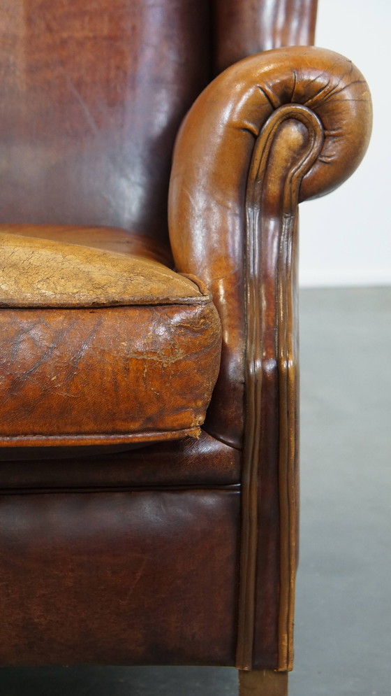 Image 1 of Vintage Schapenleren Oorfauteuil
