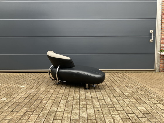 Image 1 of Leolux Kikko Chaise longue relax Senso pelle nera ZGAN!!!