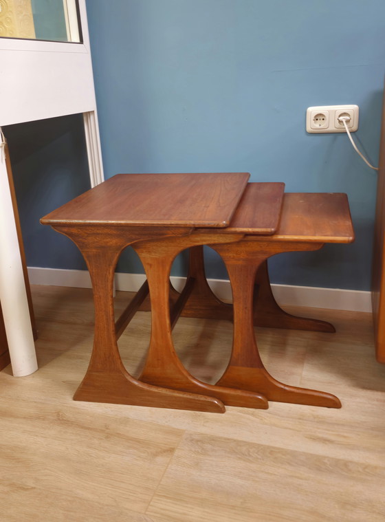 Image 1 of Vintage Teak Mimiset Nesting Bijzettafel Tafeltje 