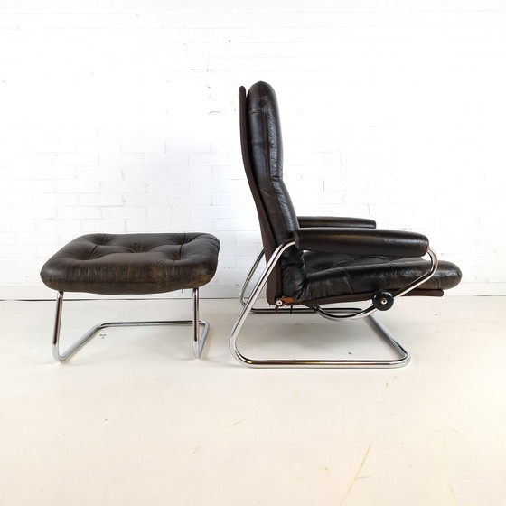 Image 1 of Vintage recliner armchair with footstool