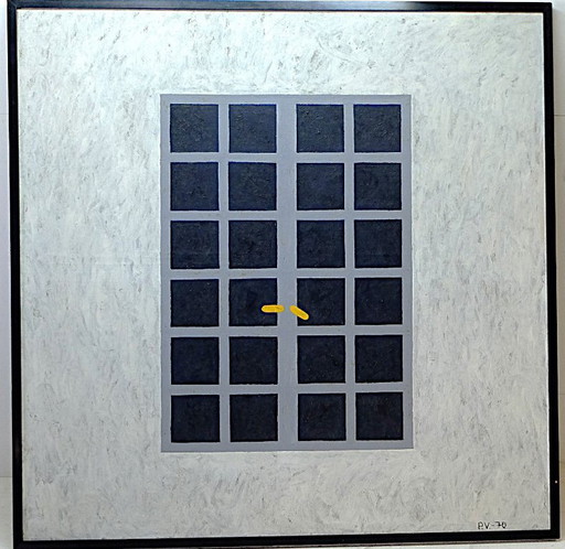 Olio su tela, firmato e datato 1970, di Pauli Vuorisalo, pittore finlandese