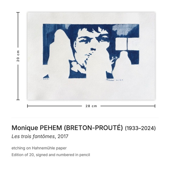 Image 1 of Monique PEHEM (BRETON-PROUTÉ) De drie geesten Gesigneerde ets 2017